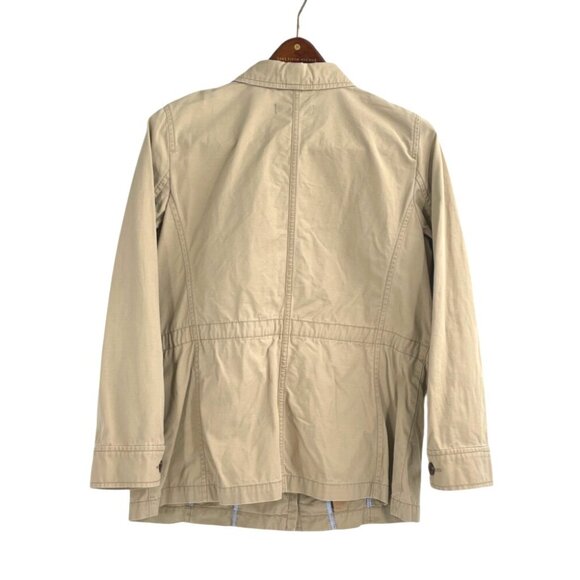 Talbots Petite Womens Medium Cotton Utility Jacket Beige Classic Minimalist - Picture 2 of 8
